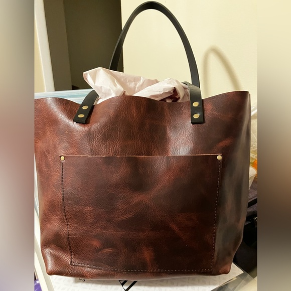 Portland Leather Goods Large Tote in Lava w/Black Handles - Picture 8 of 8